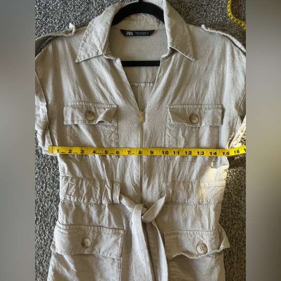 Zara Khaki Short Sleeve Mini Dress - size small - Picture 4 of 6